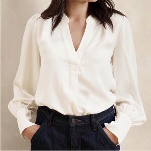 Banana Republic Cream Women's crepe volume sleeve top